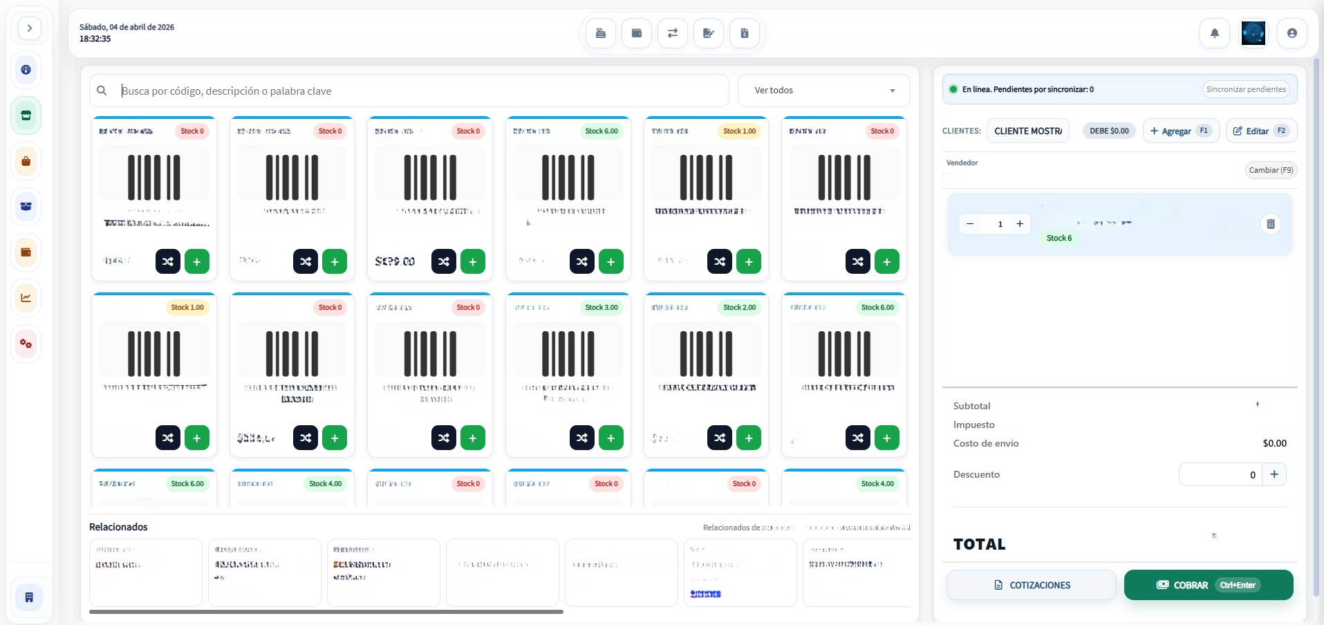 Vista de Ventas / POS en GUINO