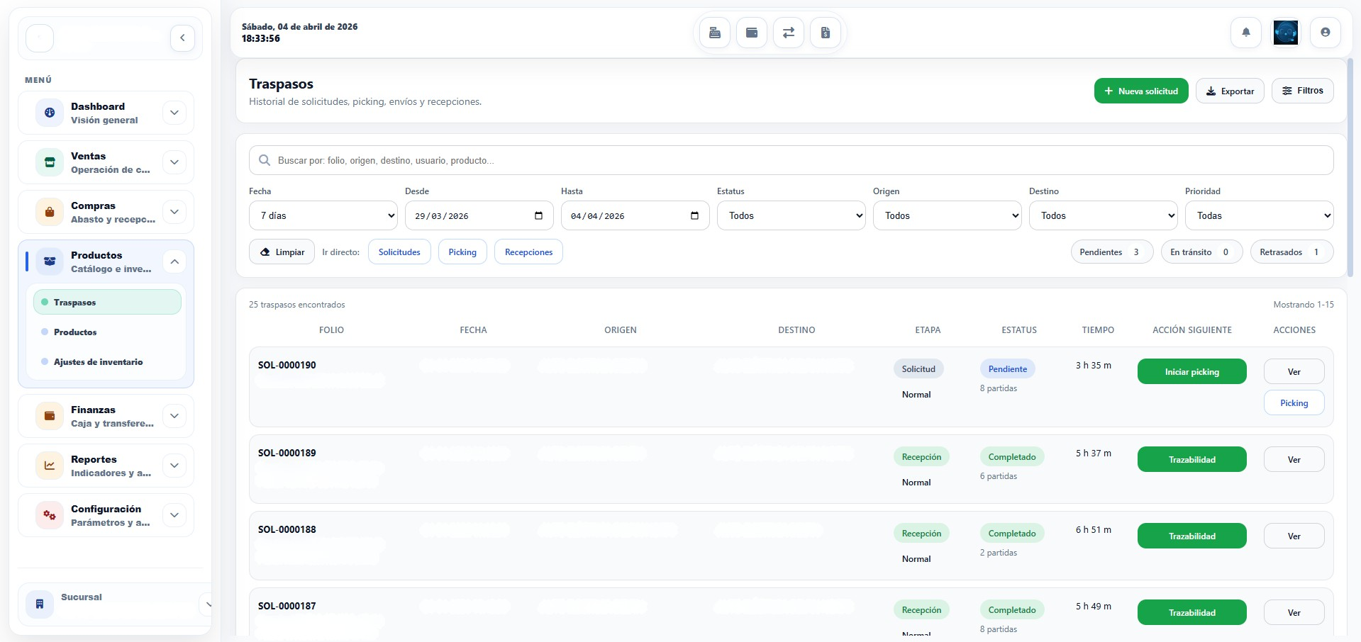 Traspasos con seguimiento