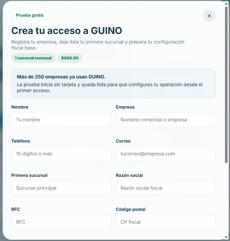 Regístrate en GUINO